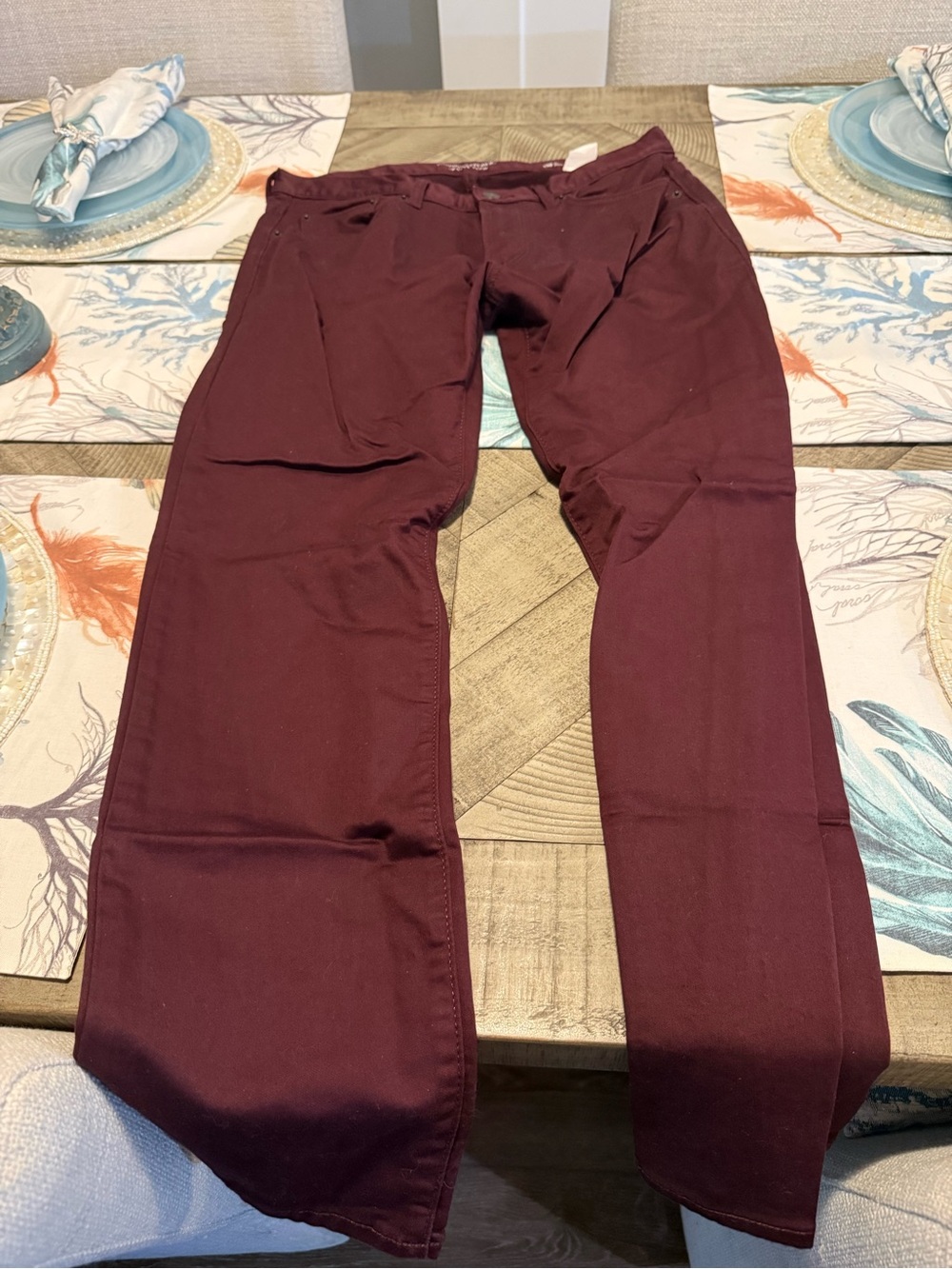 Banana Republic Traveler Maroon Straight-Leg Pants